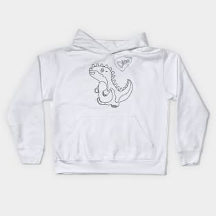 line art illustration of a dinosaur Kids Hoodie